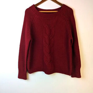 Anthropology Hazel Cable Knit Red Sweater - XL